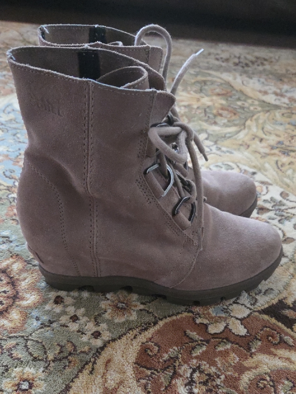 Sorel Taupe Suede Lace-Up Ankle Boots
